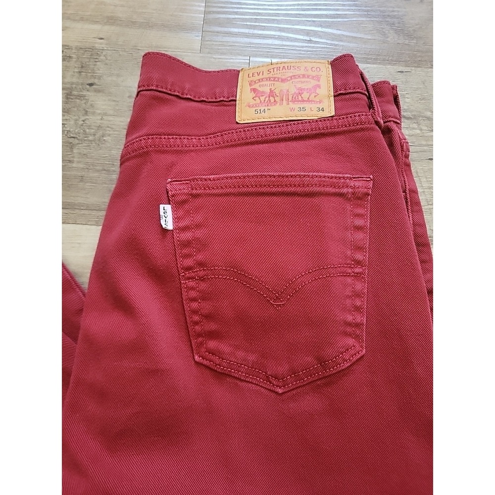 LEVIS 514 MEN'S RED JEANS, 35 x 34 PC9 00514-0798 - Picture 2 of 9